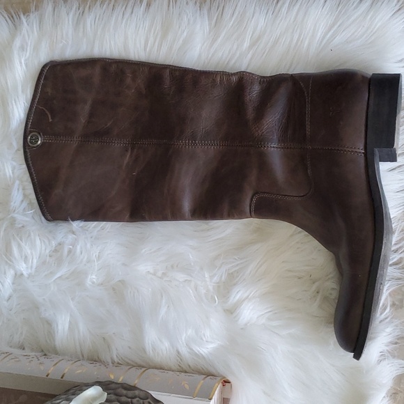 Frye Melissa button 2 pullon brown riding leather boots size 8.5 - Picture 14 of 16